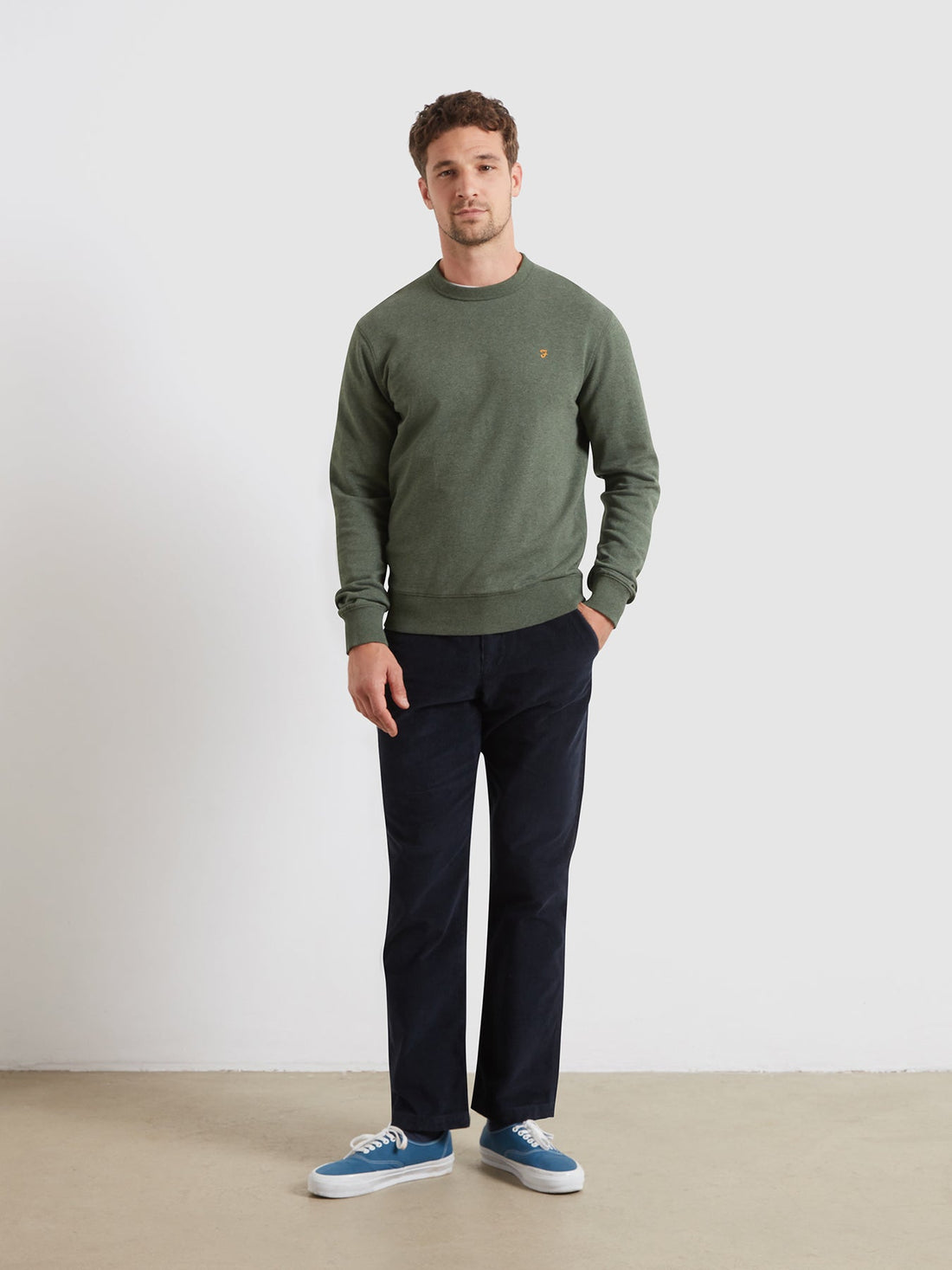 Roachman Regular Fit Cord Trousers In True Navy