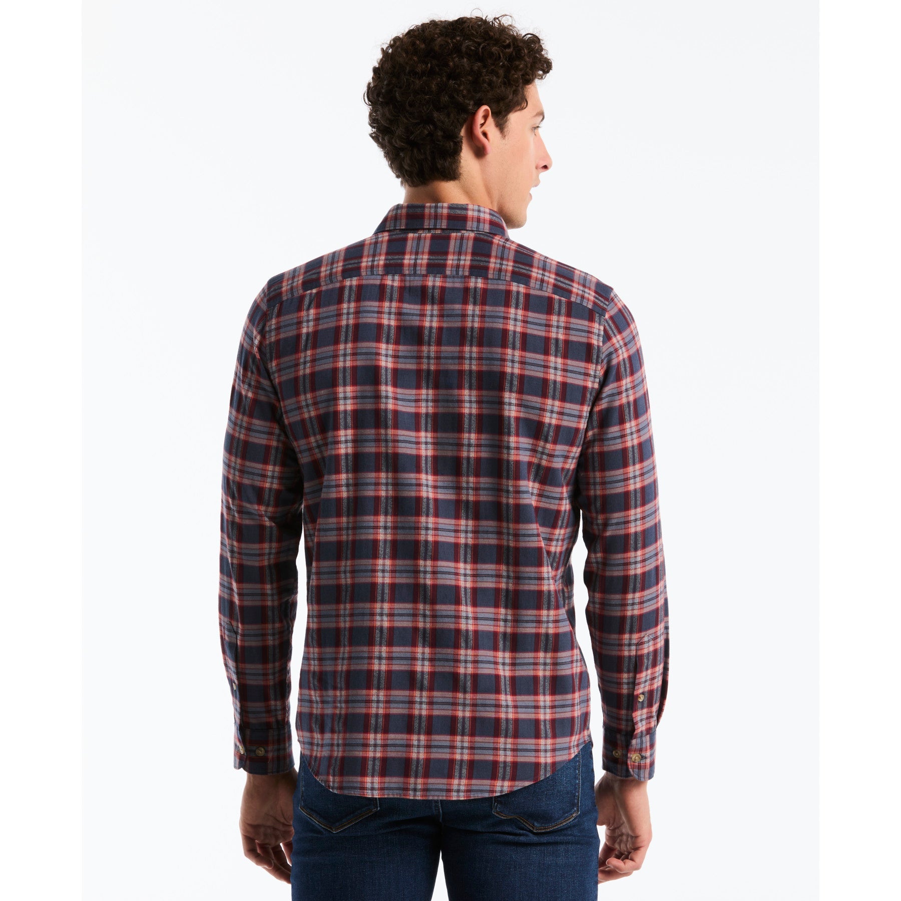 Twill Jaspe Plaid Shirt In Dark Sapphire
