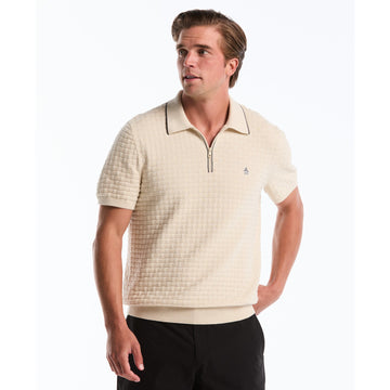Links Stitch Quarter Zip Sweater Polo In Birch