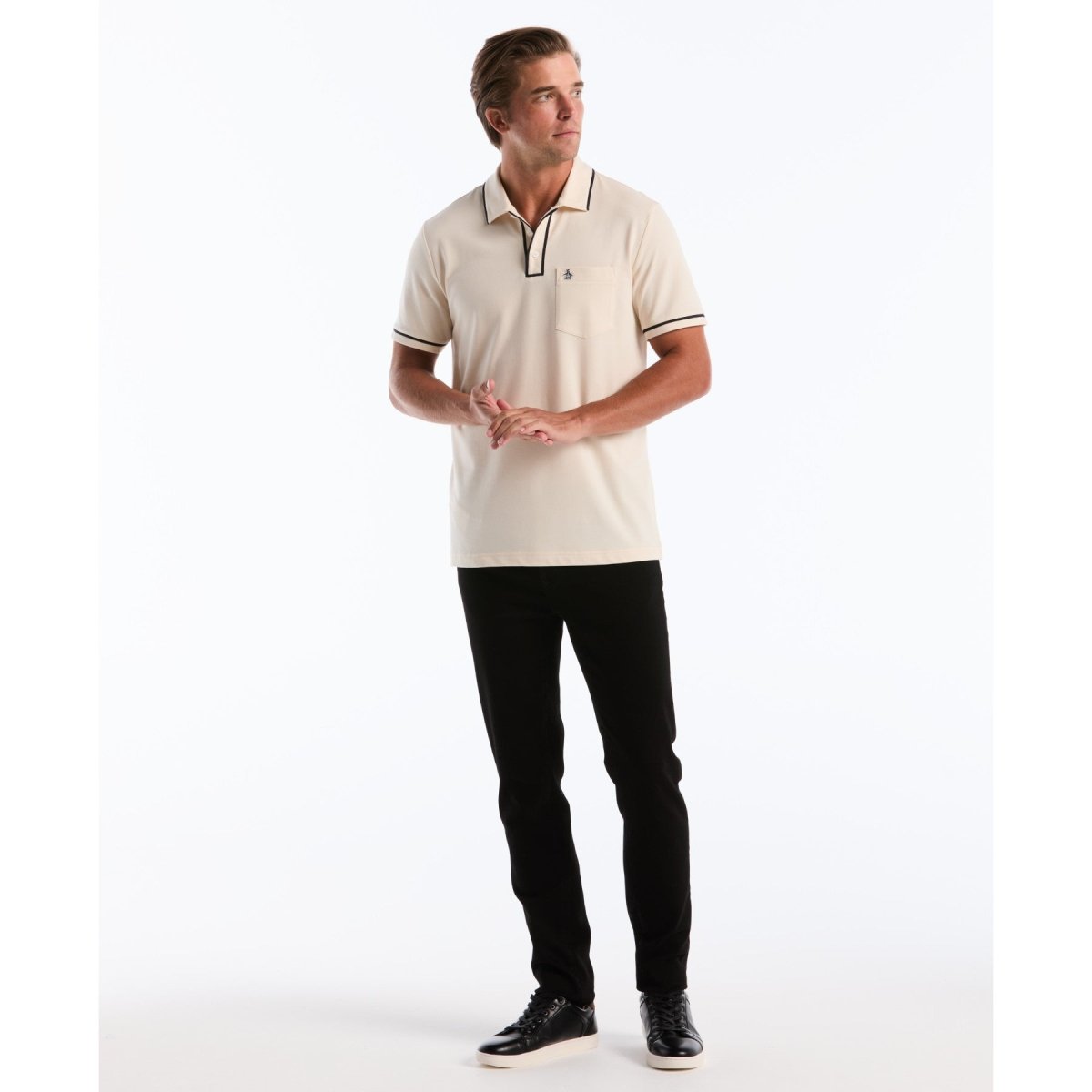 Earl Pique Polo Shirt In Birch - RUTHERFORD & Co