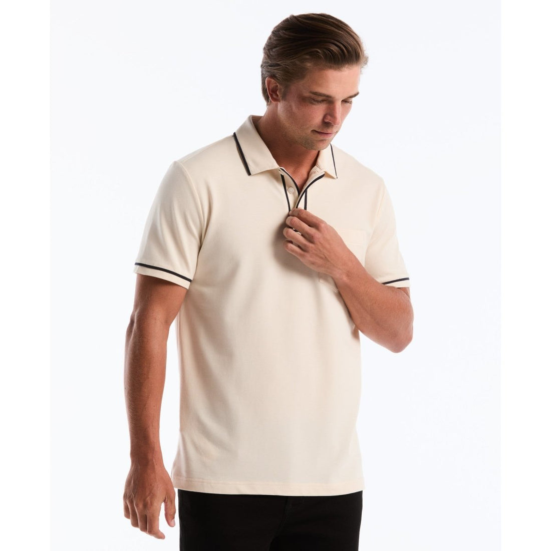 Earl Pique Polo Shirt In Birch - RUTHERFORD & Co