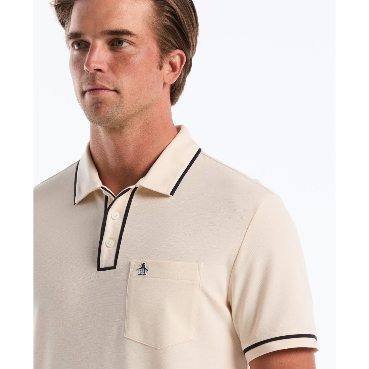 Earl Pique Polo Shirt In Birch - RUTHERFORD & Co