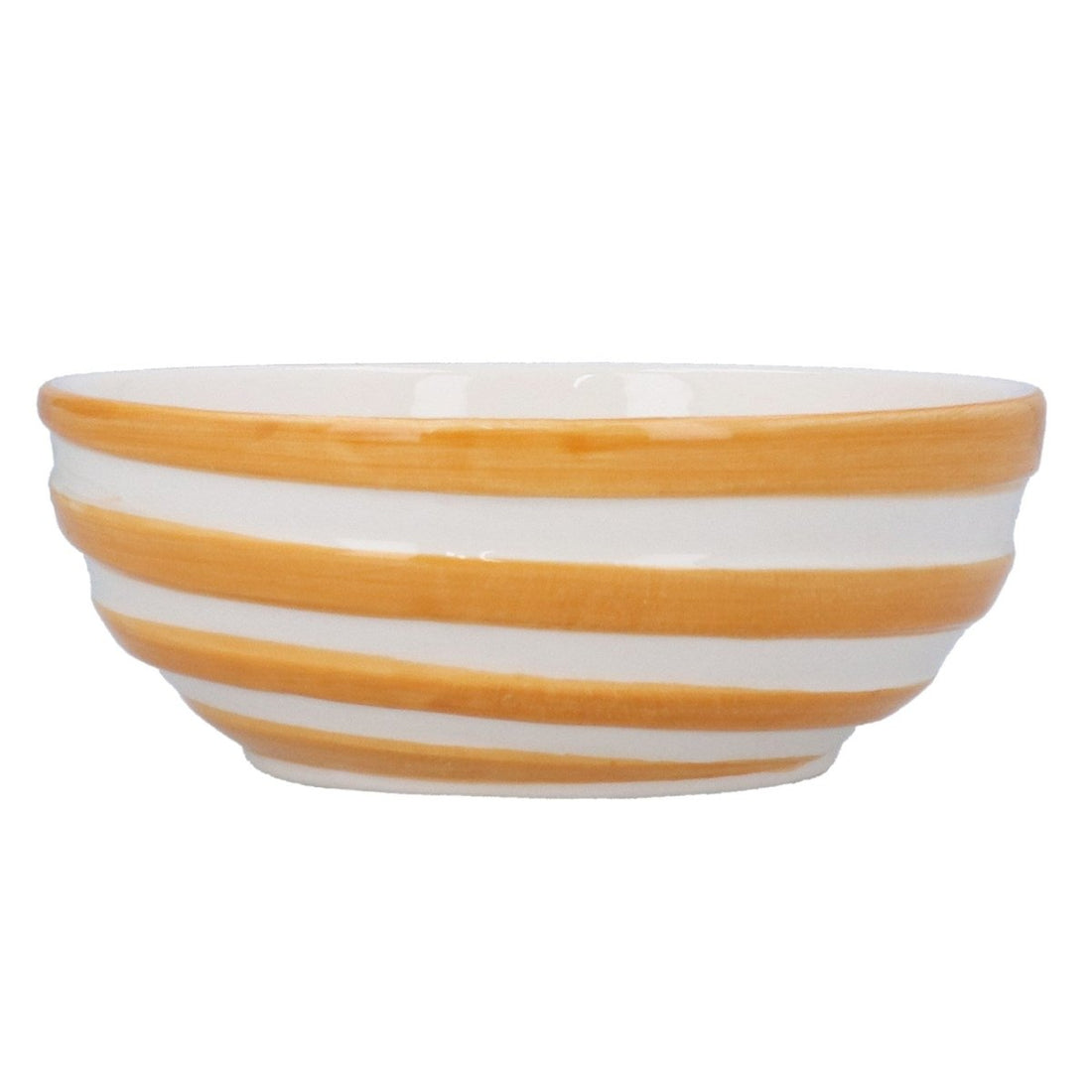 Earthenware Bowl 5cm - Amber/White Stripes - RUTHERFORD & Co