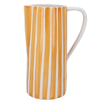 Earthenware Jug 26cm - Amber w White Ribs - RUTHERFORD & Co