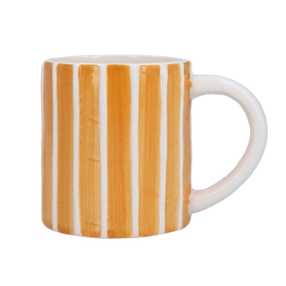 Earthenware Mug 9cm - Amber w White Ribs - RUTHERFORD & Co