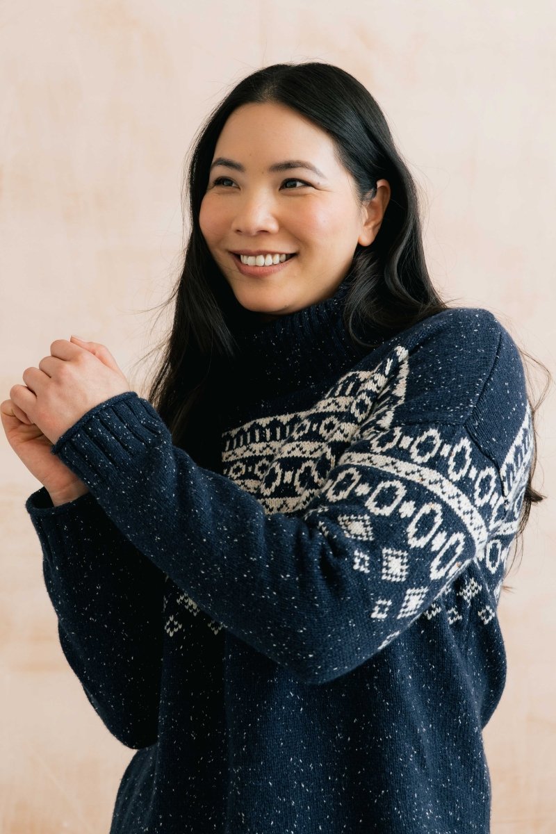 Easel Fair Isle Roll Neck Jumper Navy - RUTHERFORD & Co