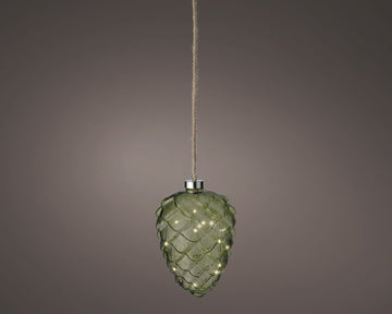 Lumineo LED Glass Ornaments - Pinecone Warm White  (21 cm)