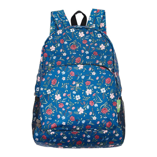 Eco Chic Lightweight Foldable Backpack Navy Floral