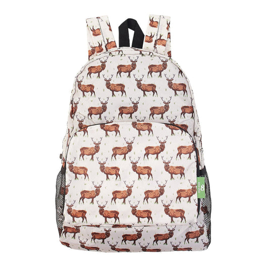 Eco Chic Lightweight Foldable Backpack Beige Stags