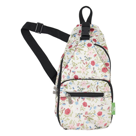 Eco Chic Lightweight Foldable Crossbody Bag Beige Floral