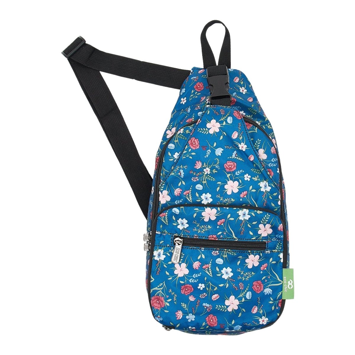 Eco Chic Lightweight Foldable Crossbody Bag Floral - Navy - RUTHERFORD & Co