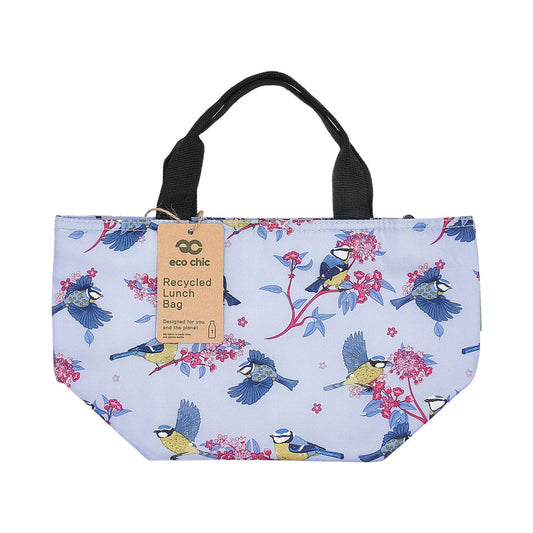 Eco Chic Lightweight Foldable Lunch Bag Blue Tits