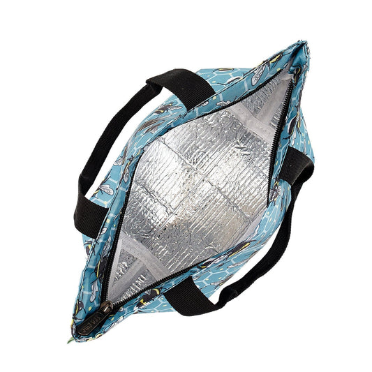 Eco Chic Lightweight Foldable Lunch Bag Blue Bumble Bees