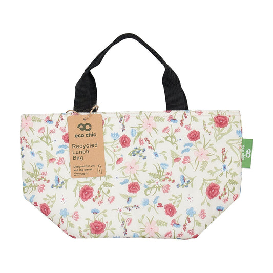 Eco Chic Lightweight Foldable Lunch Bag Beige Floral