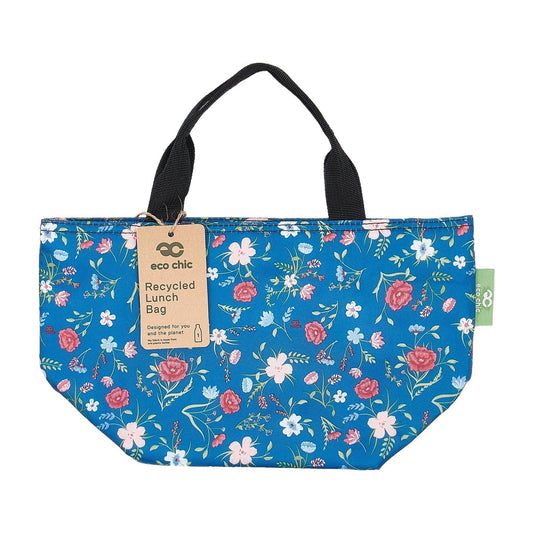 Eco Chic Lightweight Foldable Lunch Bag Navy Floral