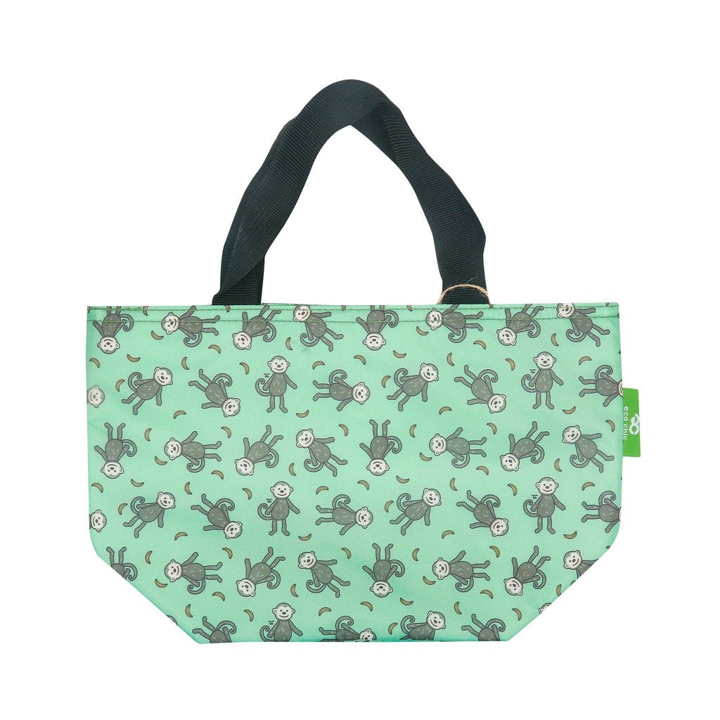 Eco Chic Lightweight Foldable Lunch Bag Green Monkeys - RUTHERFORD & Co