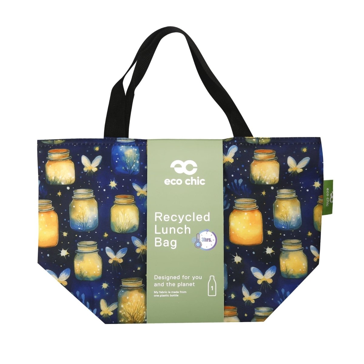Eco Chic Lightweight Foldable Lunch Bag Jars and Fireflies - RUTHERFORD & Co