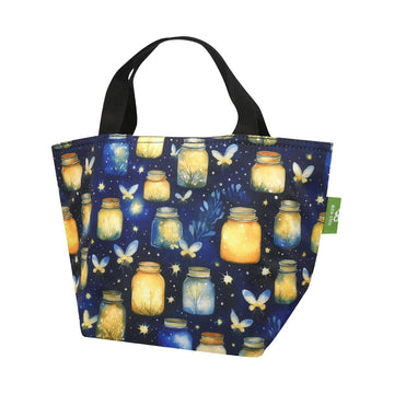 Eco Chic Lightweight Foldable Lunch Bag Jars and Fireflies - RUTHERFORD & Co