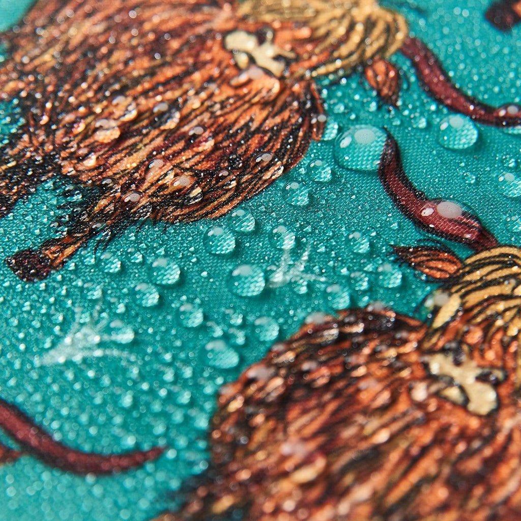 Eco Chic Lightweight Foldable Lunch Bag Teal Highland Cow - RUTHERFORD & Co