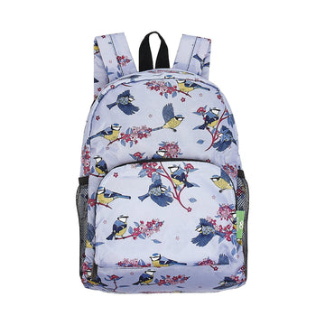 Eco Chic Lightweight Lilac Foldable Mini Backpack Blue Tits