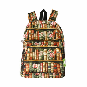 Eco Chic Lightweight Foldable Mini Backpack Books and Roses - RUTHERFORD & Co