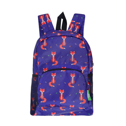 Eco Chic Lightweight Foldable Mini Backpack Foxes - RUTHERFORD & Co