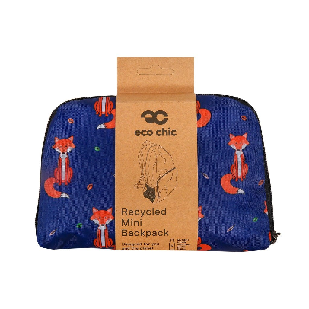 Eco Chic Lightweight Foldable Mini Backpack Foxes - RUTHERFORD & Co