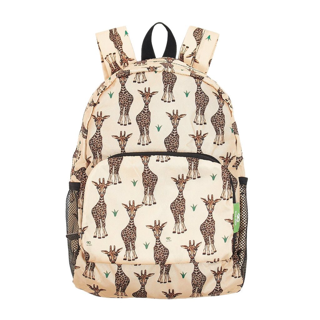 Eco Chic Lightweight Foldable Mini Backpack Giraffes - RUTHERFORD & Co
