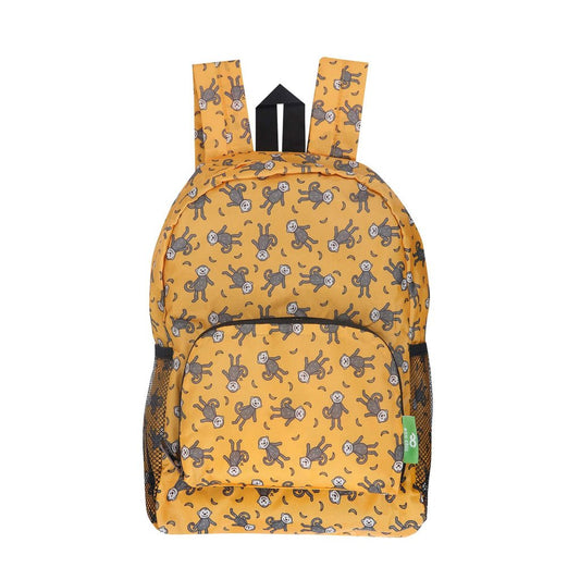 Eco Chic Lightweight Foldable Mini Backpack Monkeys - RUTHERFORD & Co