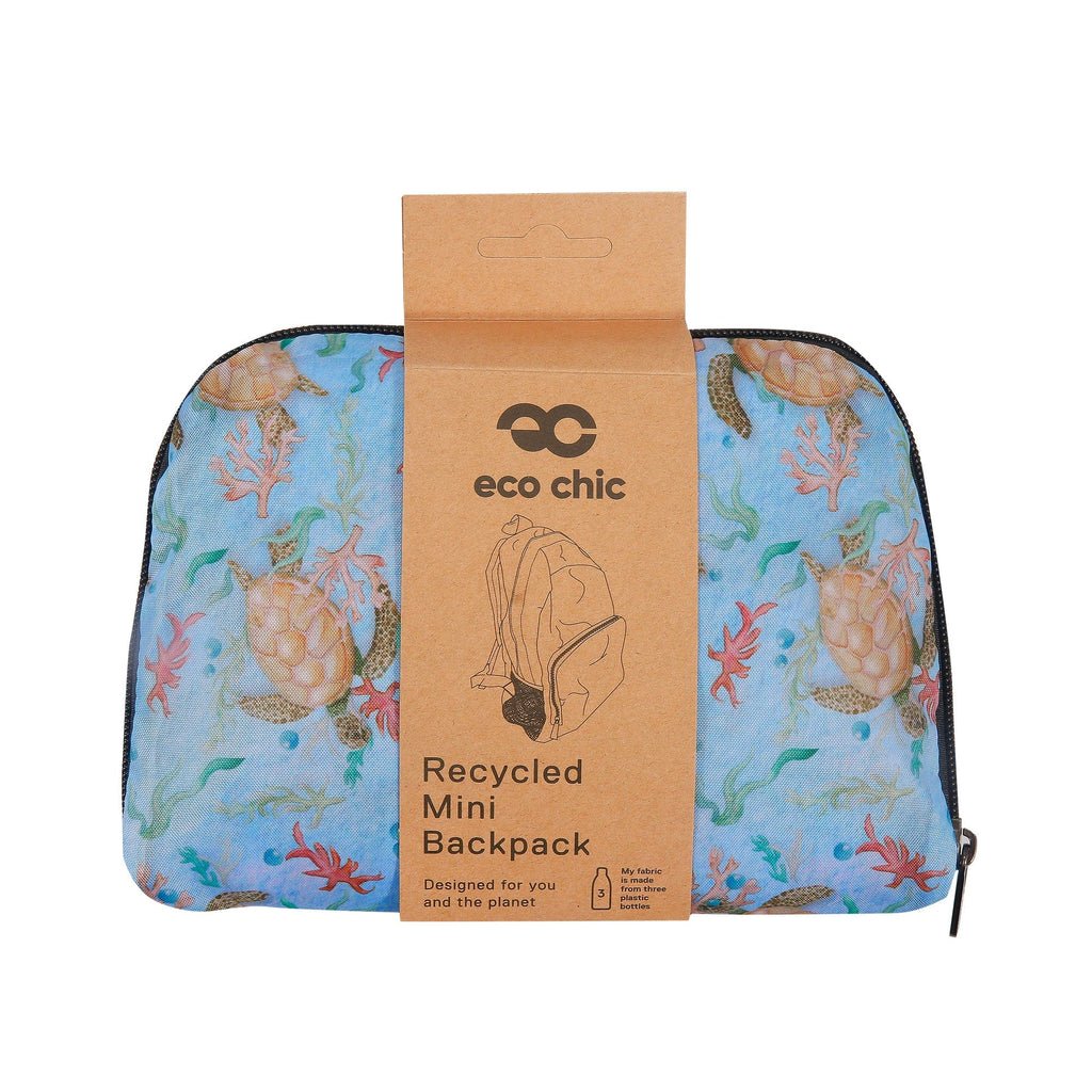 Eco Chic Lightweight Foldable Mini Backpack Sea Turtles - RUTHERFORD & Co