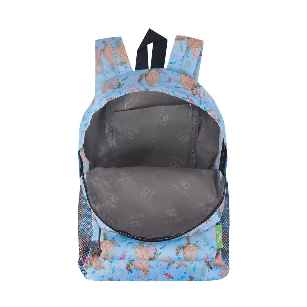 Eco Chic Lightweight Foldable Mini Backpack Sea Turtles - RUTHERFORD & Co
