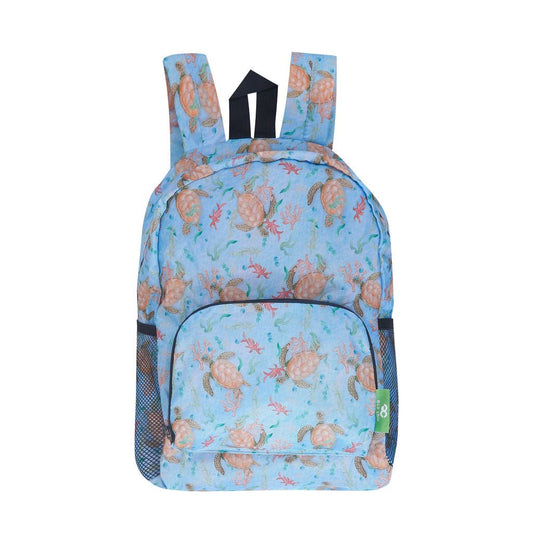 Eco Chic Lightweight Foldable Mini Backpack Sea Turtles - RUTHERFORD & Co