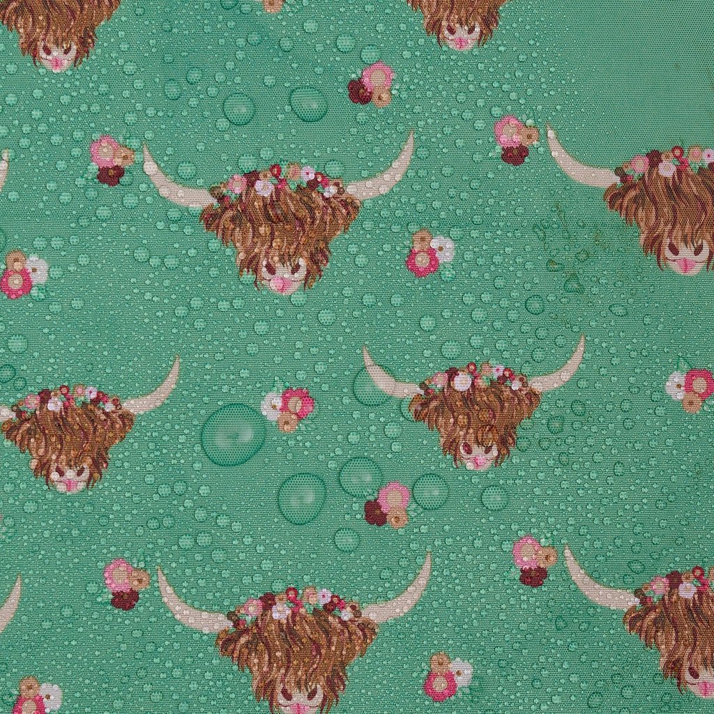 Eco Chic Lightweight Foldable Reusable Green Shopping Bag Floral Highland Cow - RUTHERFORD & Co