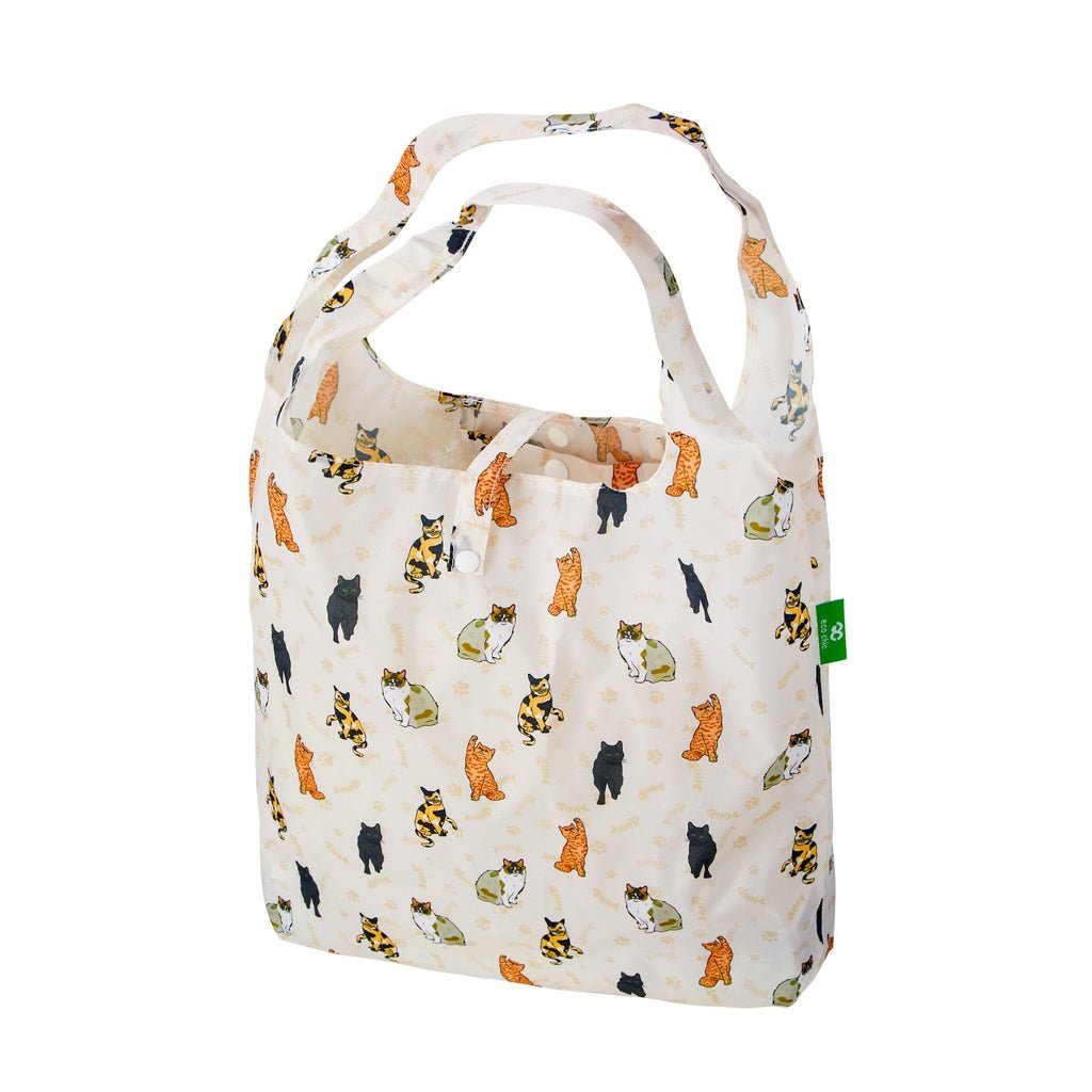 Eco Chic Lightweight Foldable Reusable Shopping Bag Beloved Cats - RUTHERFORD & Co