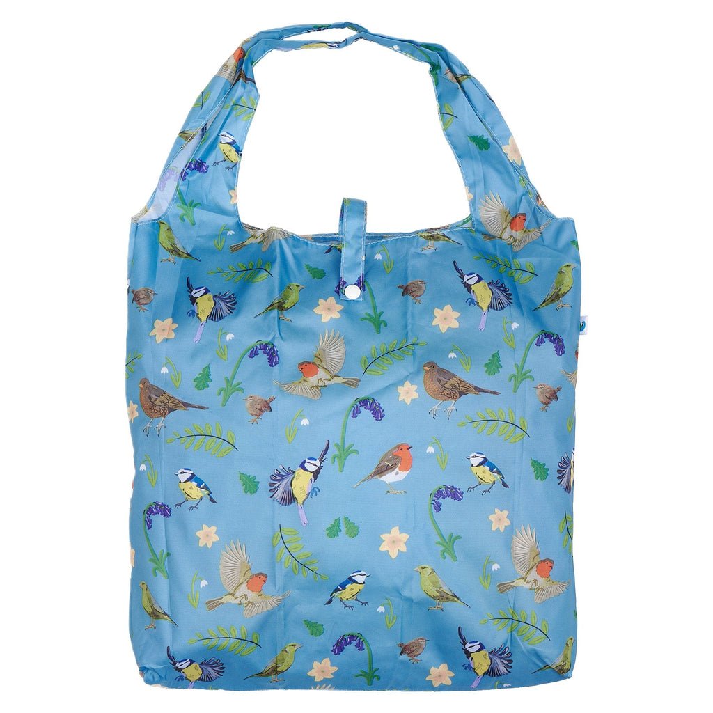 Eco Chic Lightweight Foldable Reusable Shopping Bag Blue RSPB Birds - RUTHERFORD & Co