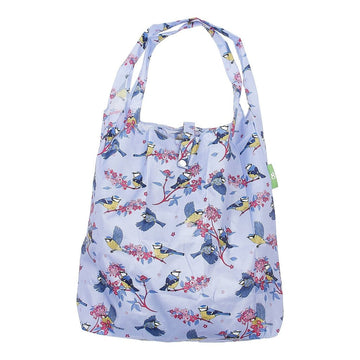 Eco Chic Lightweight Foldable Reusable Shopping Bag Blue Tits - RUTHERFORD & Co