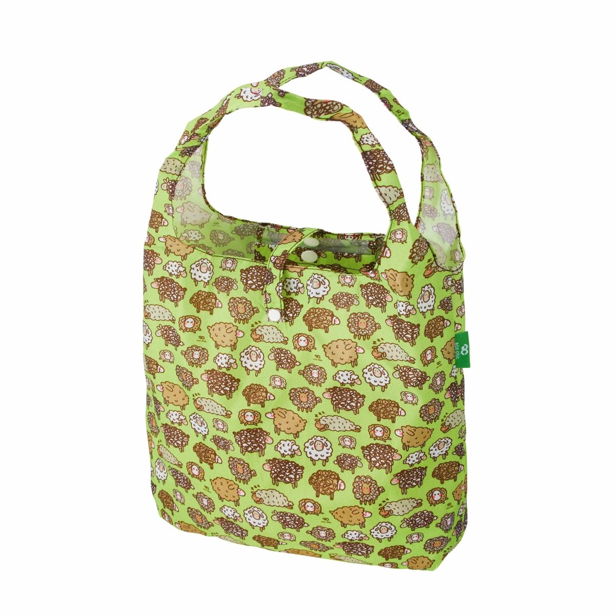 Eco Chic Lightweight Foldable Reusable Shopping Bag Cute Sheep - Green - RUTHERFORD & Co