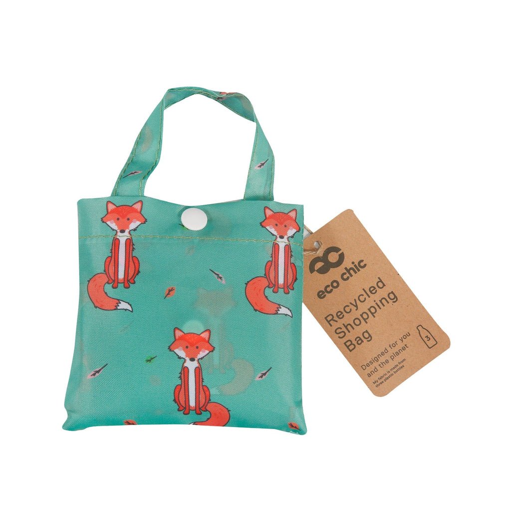 Eco Chic Lightweight Foldable Reusable Shopping Bag Foxes - RUTHERFORD & Co
