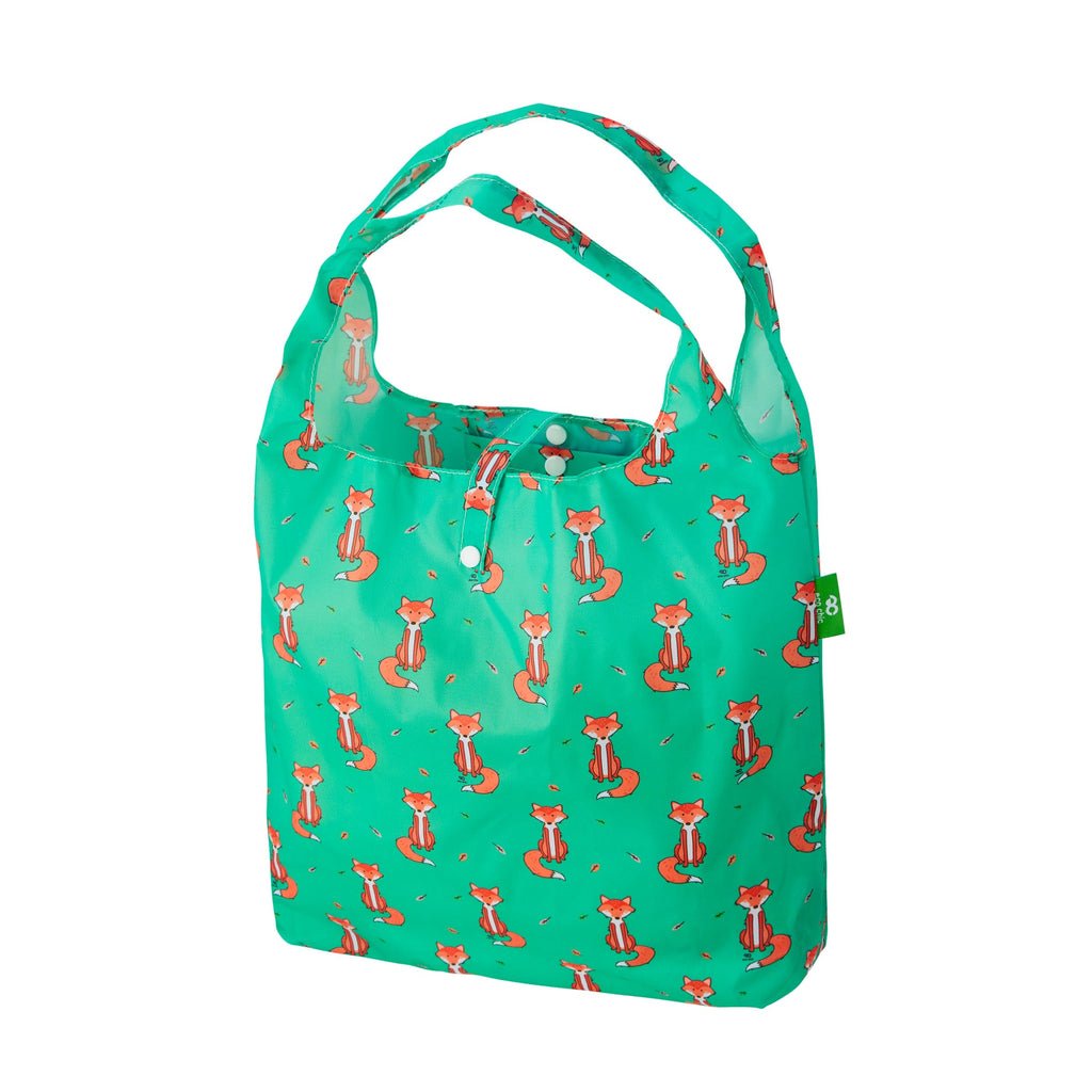 Eco Chic Lightweight Foldable Reusable Shopping Bag Foxes - RUTHERFORD & Co