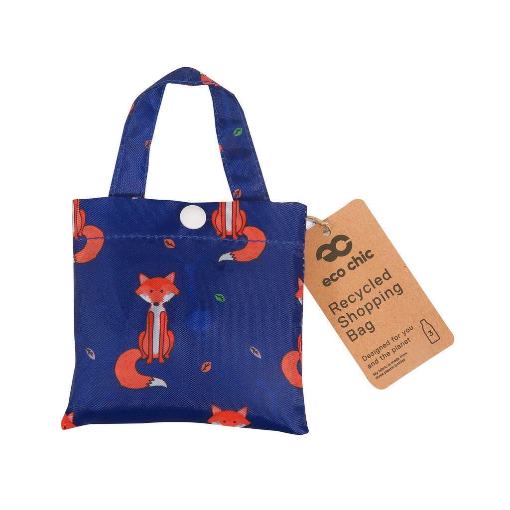 Eco Chic Lightweight Foldable Reusable Shopping Bag Foxes - RUTHERFORD & Co