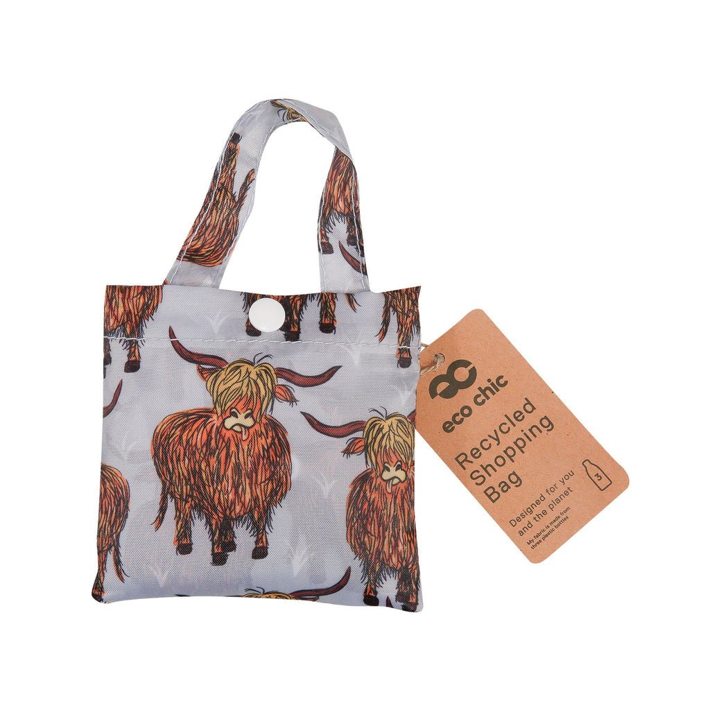 Eco Chic Lightweight Foldable Reusable Shopping Bag Highland Cow - RUTHERFORD & Co