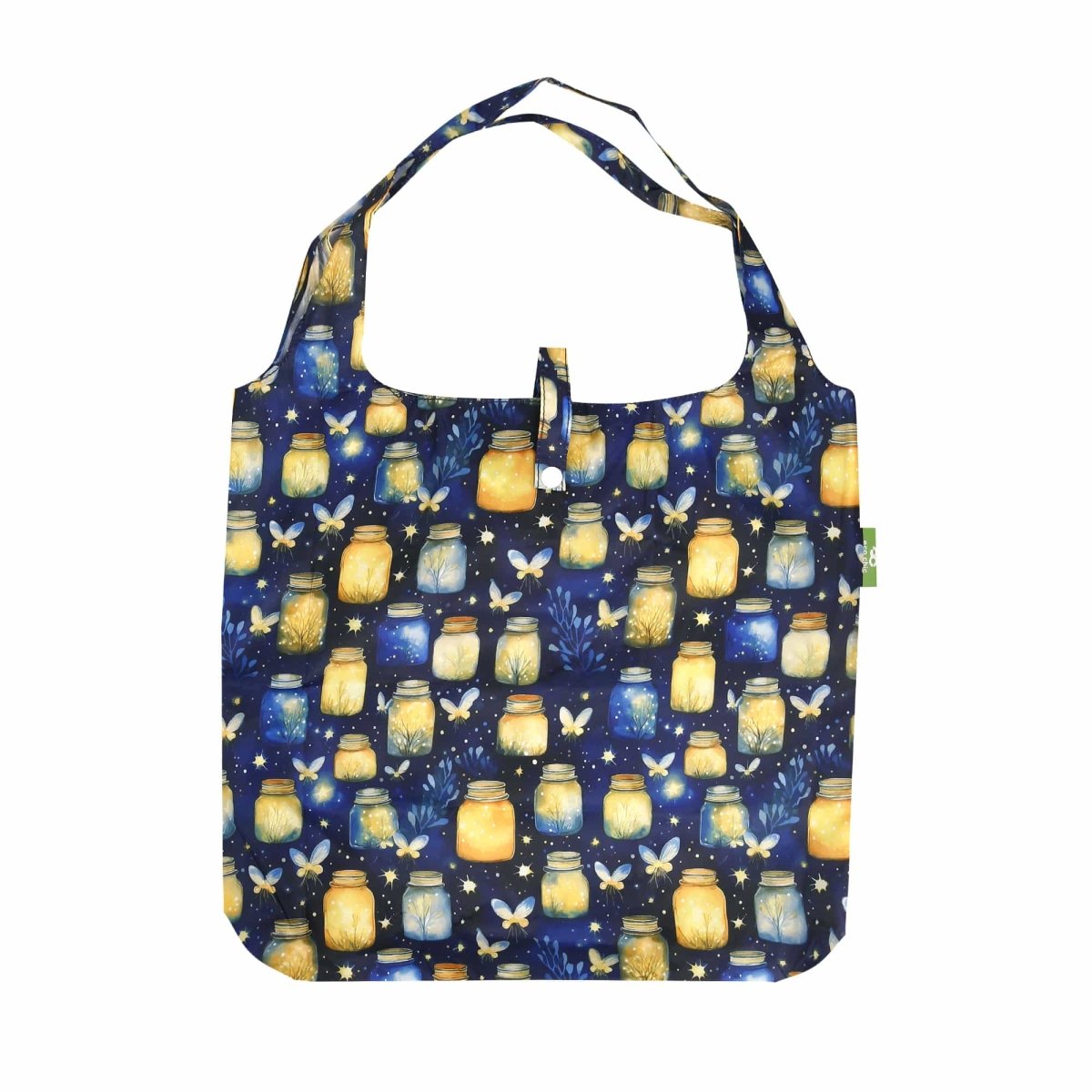 Eco Chic Lightweight Foldable Reusable Shopping Bag Jars and Fireflies - RUTHERFORD & Co