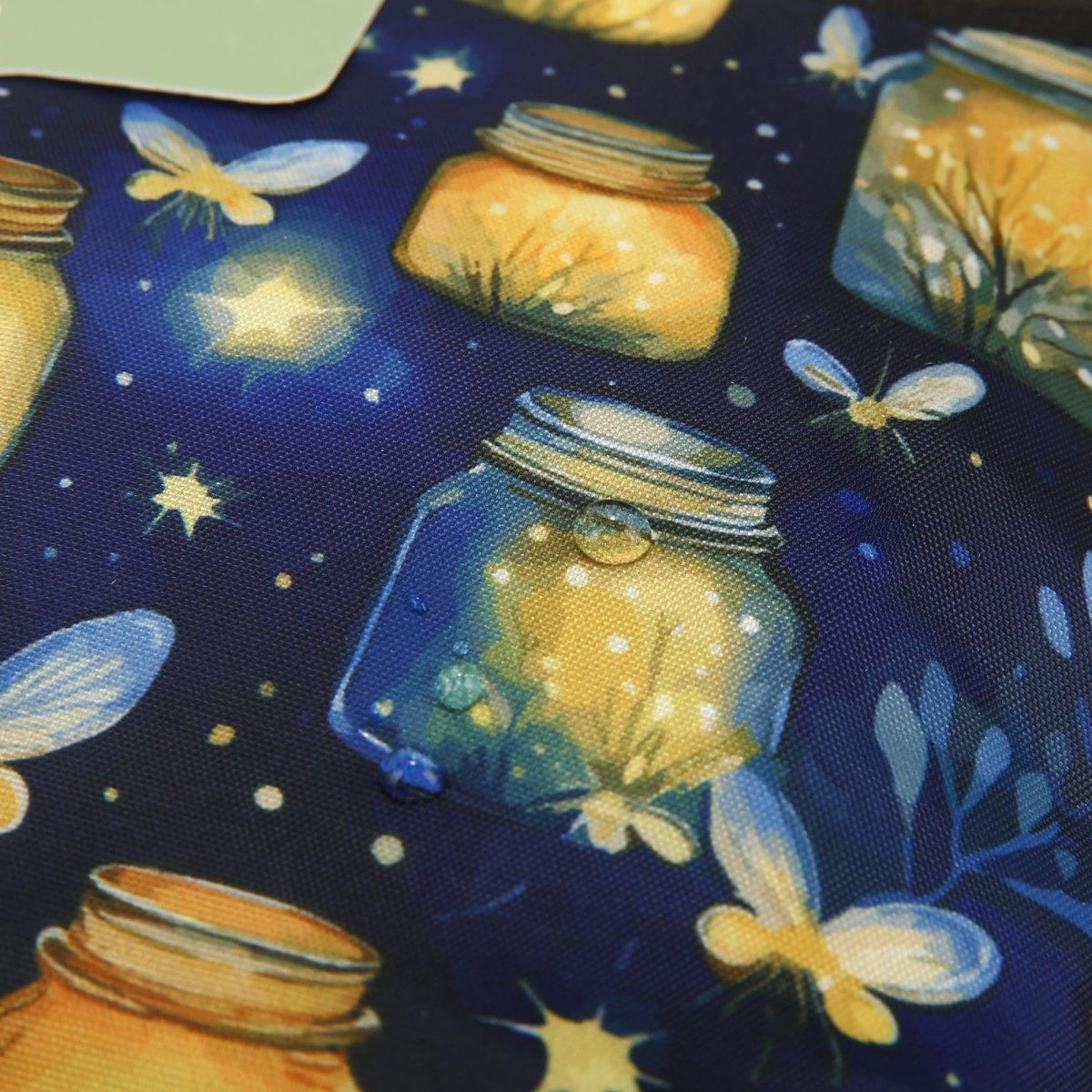 Eco Chic Lightweight Foldable Reusable Shopping Bag Jars and Fireflies - RUTHERFORD & Co