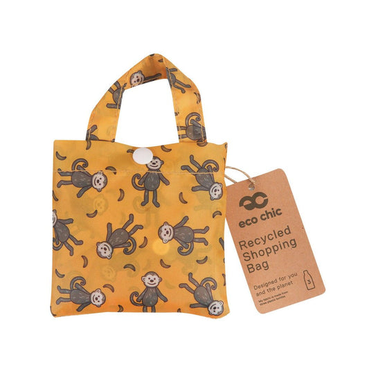 Eco Chic Lightweight Foldable Reusable Shopping Bag Monkeys - RUTHERFORD & Co
