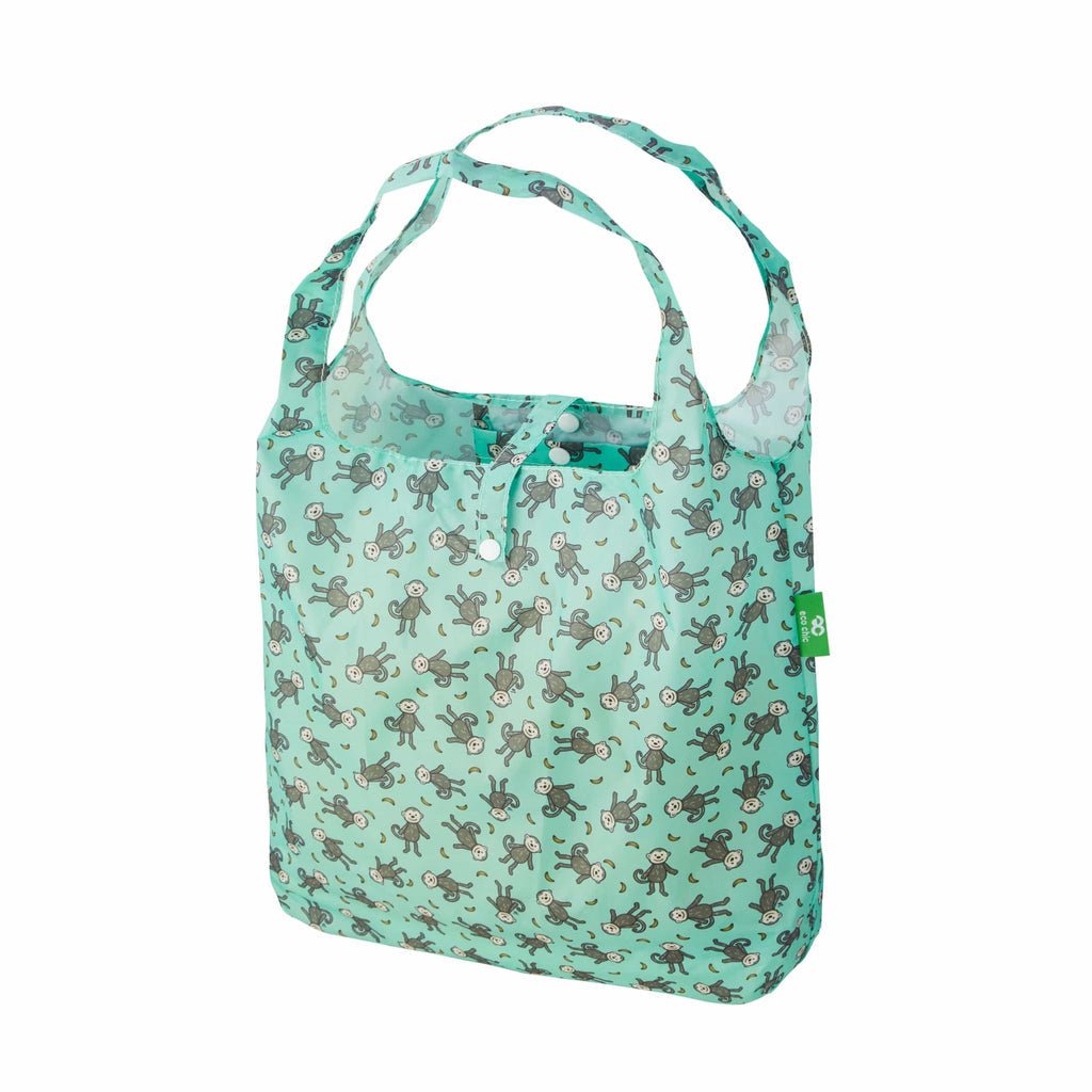 Eco Chic Lightweight Foldable Reusable Shopping Bag Monkeys - RUTHERFORD & Co