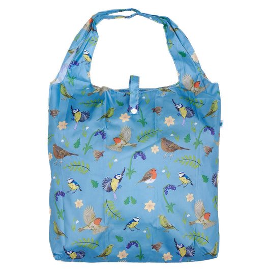 Eco Chic Lightweight Foldable Reusable Shopping Bag Blue RSPB Birds