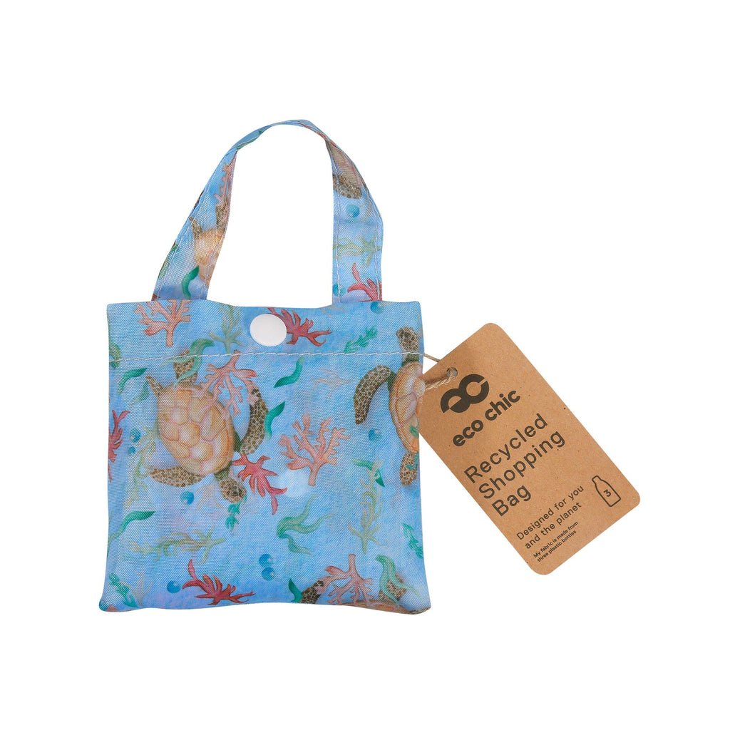 Eco Chic Lightweight Foldable Reusable Shopping Bag Sea Turtles - RUTHERFORD & Co