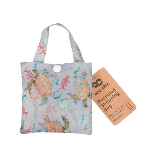 Eco Chic Lightweight Foldable Reusable Shopping Bag Sea Turtles - RUTHERFORD & Co