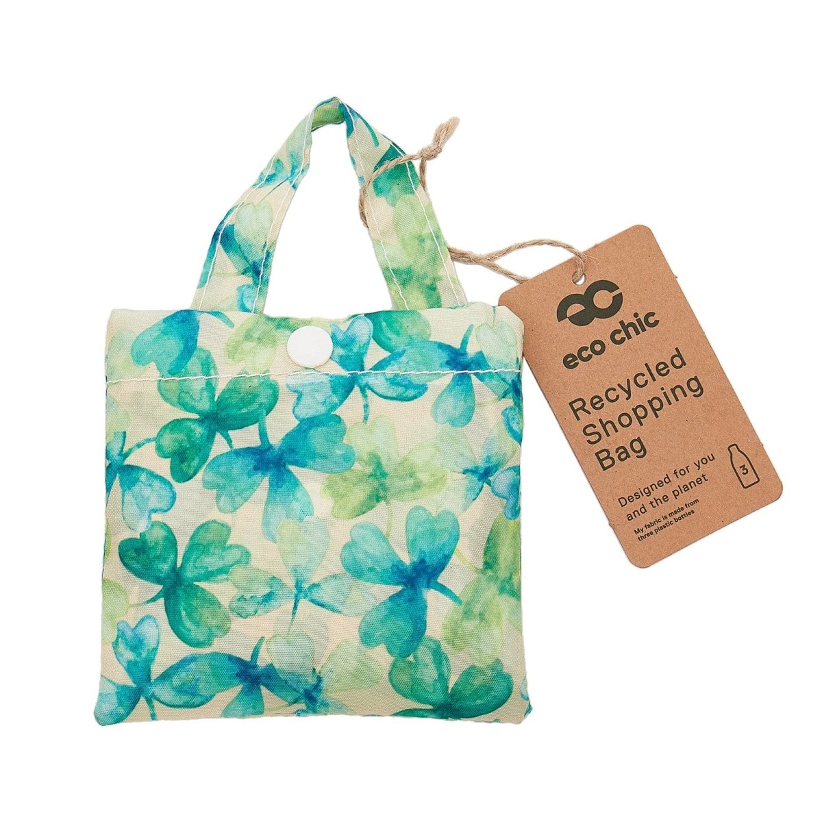 Eco Chic Lightweight Foldable Reusable Shopping Bag Shamrocks - RUTHERFORD & Co