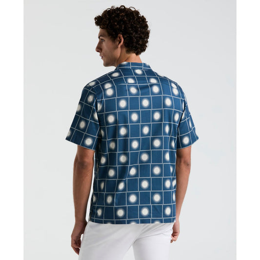 Ecovero™ Blend Sun Check Print Shirt In Blue Wing Teal - RUTHERFORD & Co